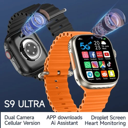 S9 Ultra Smartwatch with 3 Straps – Black Color